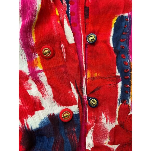 Vintage Womens 2 Piece Top Skirt Set 80's 90's Abstract Design CM Shapes Size LG - Picture 7 of 8